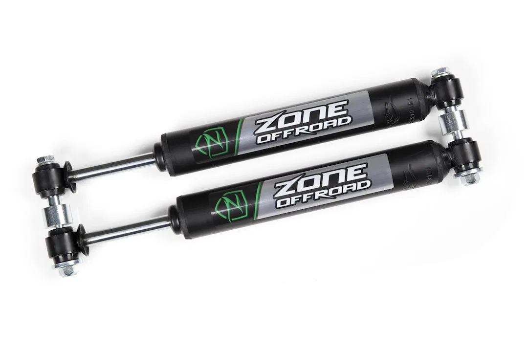 ZON7250 – ZONE OFFROAD Steering Stabilizer, Dual Steel With Mounting Brackets/ Installation Hardware
